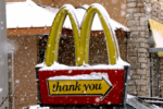 Snow Falls Over McDonalds